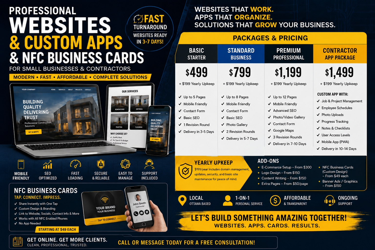 PROFESSIONAL WEBSITES, CONTRACTOR APPS & NFC BUSINESS CARDS
