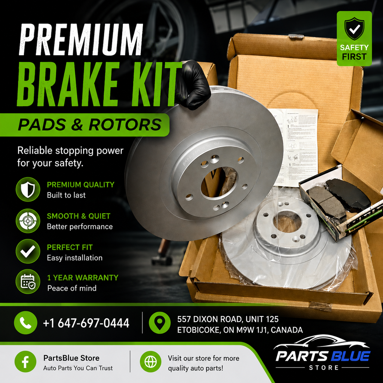 Brakes pads and rotors for all makes